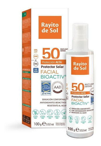 Rayito De Sol Protector Solar Facial Bioactiv Fps 50 100g