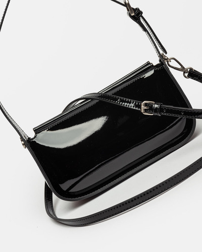 Prune Cartera Mini Bag Leaf Negro Lisa Níquel
