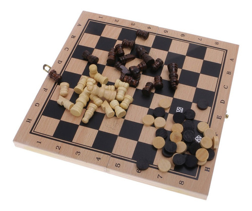 Juego de ajedrez 3 en 1 de backgammon con tablero plegable