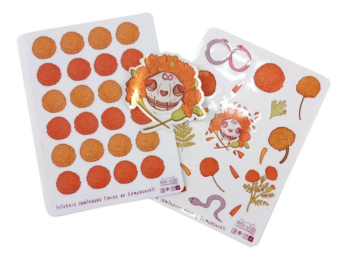 Set Stickers Calcomania Kawaii Decoración Día De Muertos 