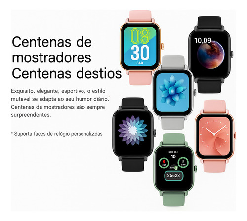 Smartwatch Com Chamadas, Foto Na Tela, 2 Pulseiras, Bluetooth, Compatível Android Ios, Tela Touch, Notificações, À Prova Dágua, Relógio Esportivo Unissex - Super Fast Acessórios, Cor Da Caixa Black