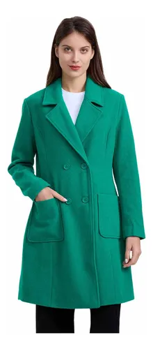 Abrigo Mujer Liso Calce Entallado Verde Fashion's Park