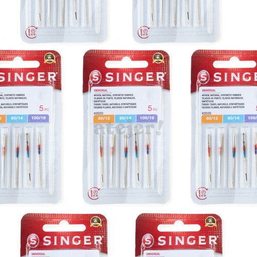 Imagen 4 de 4 de Agujas Singer 2020 Maq Familiar Punta Comun Surtido X 5