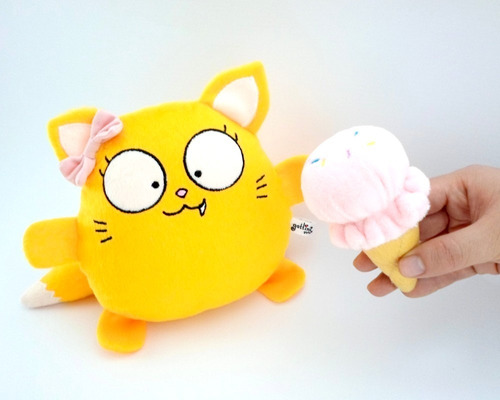 Gato Niña Peluche Amarillo Nombre Personalizado Aniversario