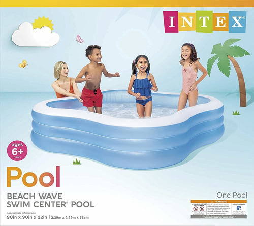 Intex Piscina Inflable Familiar, 90 X 90 X 22 Pulgadas, Para