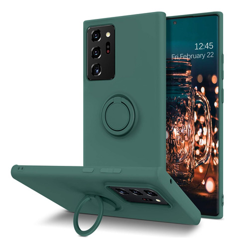 Funda Galaxy Note 20 Ultra De Silicona + Soporte Verde