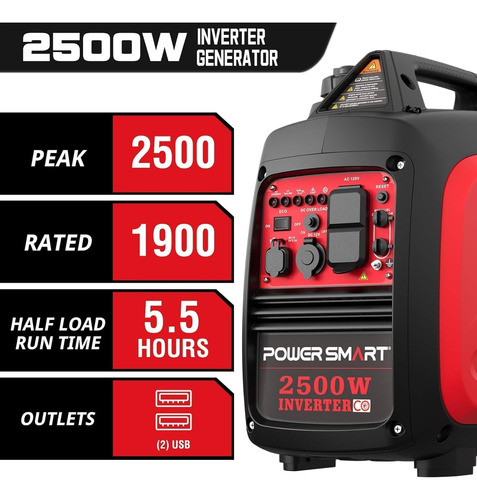 Generador Inversor Portátil 2500w A Gas, Sensor Co, Silencio