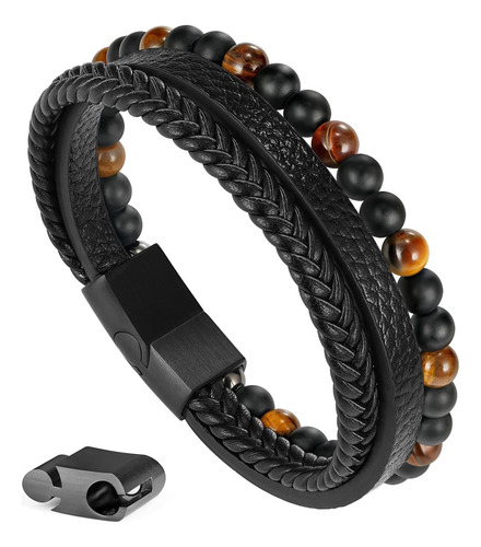 Pulsera De Ojo De Tigre Para Hombre, Piedra Natural
