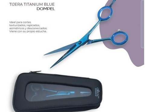 Tijera Titanium Blue Profesional 5.5 Pulgadas Barberia Peluq