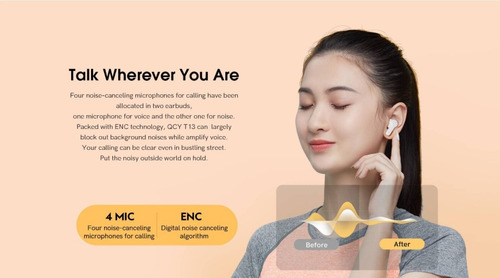 Auriculares in-ear inalámbricos QCY True Wireless Earbuds QCY T13 T13 negro