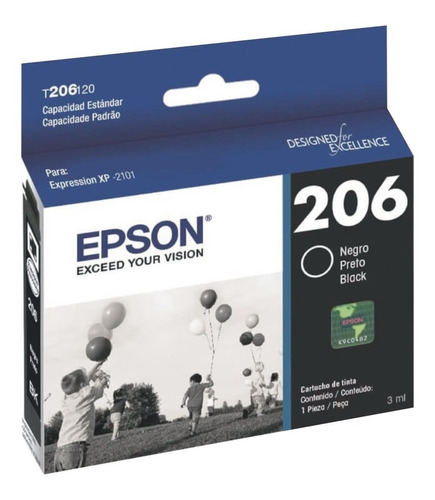 Cartucho Epson Original 206 Negro Para Expression Xp-2101