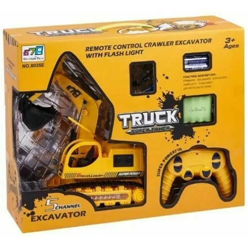 Imagen 3 de 4 de Retro Excavadora A Control Remoto Luz Y Sonido Recargable 2m
