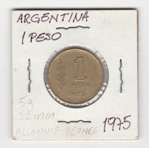 Moneda Argentina 1 Peso 1975 Vf/xf