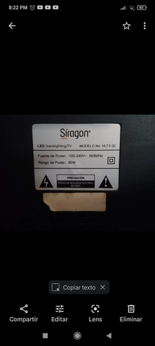 Imagen 4 de 4 de Televisor Siragon Para Reparar O Repuesto Con Control