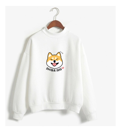 Lindo Jersey Estampado Shiba Inu A La Moda, Manga Larga, Pop