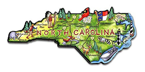 Imán De Nevera Carolina Del Norte El Estado Tarheel Artwood