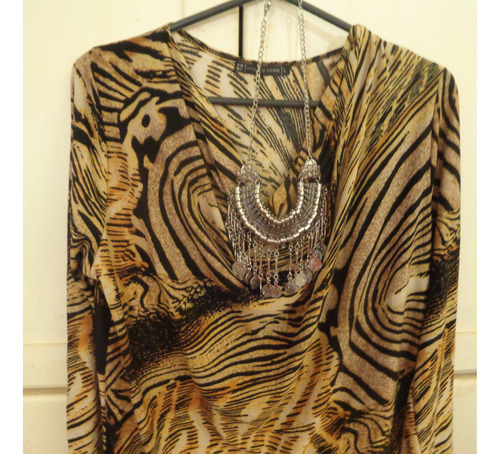 Blusa Seda Fria Animal Print Importada