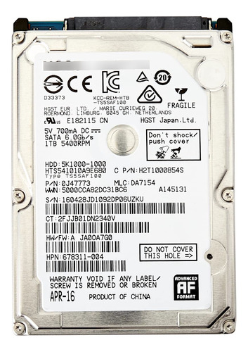 Disco Duro Interno Hgst Travelstar Z7k500 500gb Sata 2.5 9mm (Reacondicionado)