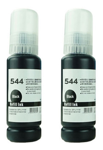 2 Tintas Negra 544 Genéricas | Epson L3110 L3150 L1110 L5190