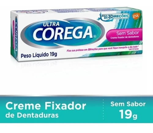 GSK Corega Ultra Creme Dentaduras Sem Sabor 19g