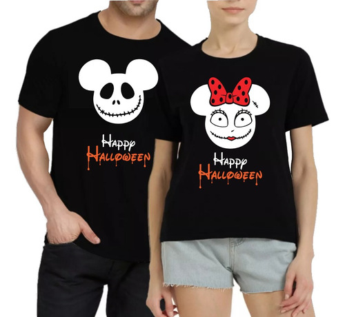 Playera Pareja Halloween, Mickey Y Minnie Tipo Jack Y Sally