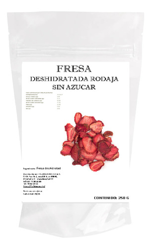 500 G De Fresa Deshidratada En Rodajas Sin Azucar