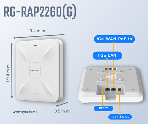 Punto De Acceso Wifi 6 Ruijie 1.2 Gbps Rg-rap2060-(g)