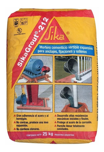 Sika Grout 212 X 25 Kg Mortero Fluido Anclaje Y Nivelación