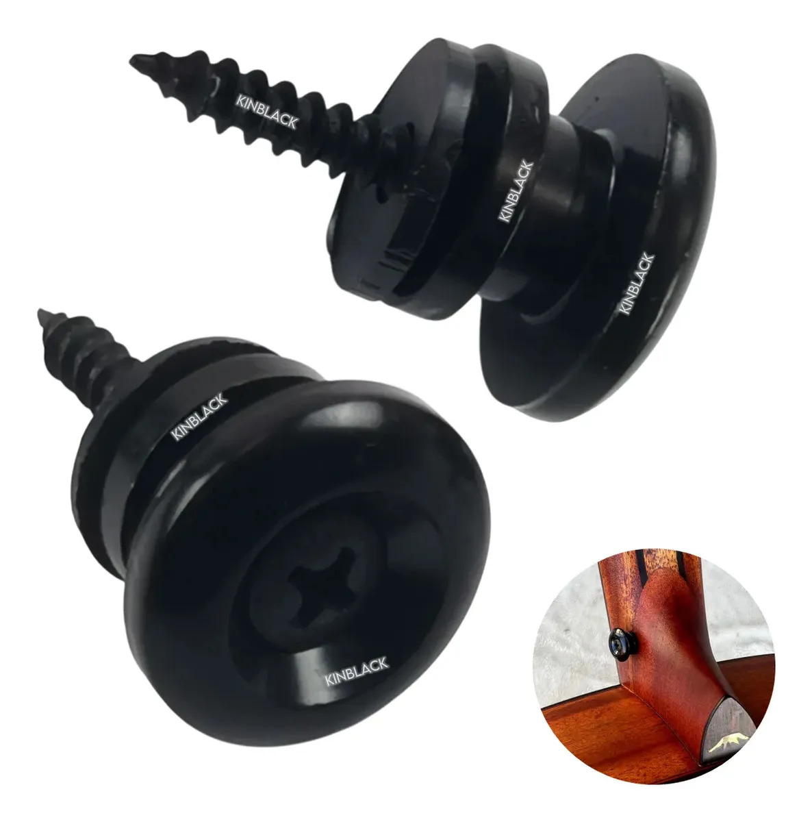 Juego de 2 botones Redondos Negros Para Tahalí De Guitarra O Bajo
