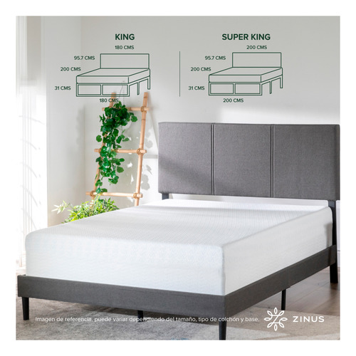 Cama Cambril Zinus Colchon Espuma Green Tea 2 Plazas