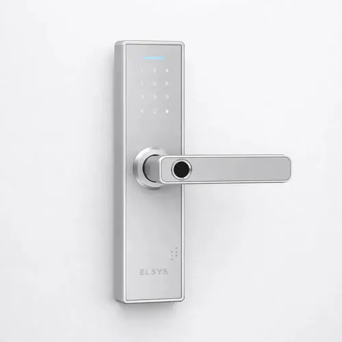 Elsys Esfde2000b Prata Fosco Fechadura Digital de Embutir Com Biometria