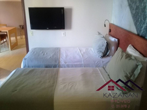 Imagem 10 de 15 de Apartamento Flat 1 Dormitório (suite) - Gonzaga - Santos - 5517