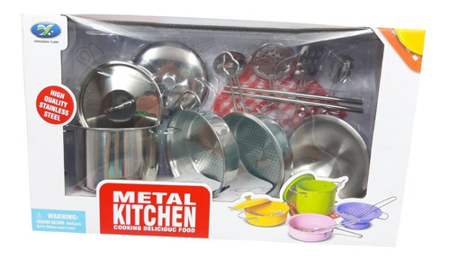 Set De Ollas Metalicas Para Niños Metal Kitchen Magictoys