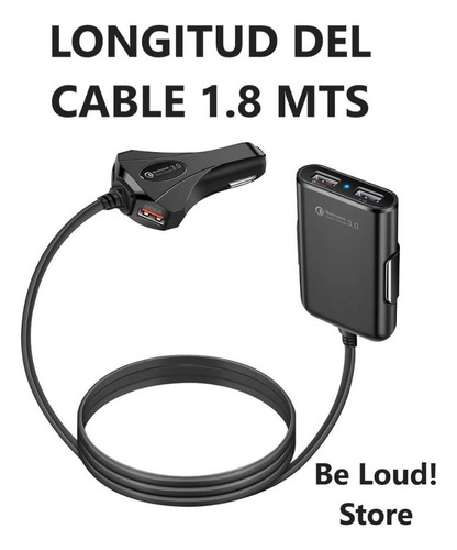 Turbo Cargador Para Auto Carga Rapida Qc 3.0 | 4 Puertos Usb