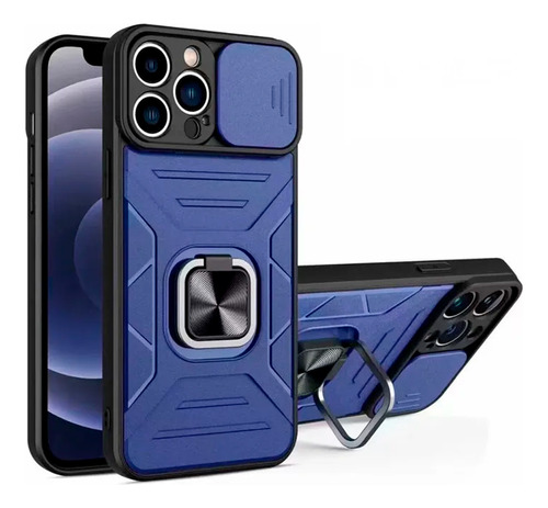 Funda Case Para Samsung A04 Robot Azul Con Aro Y Protector