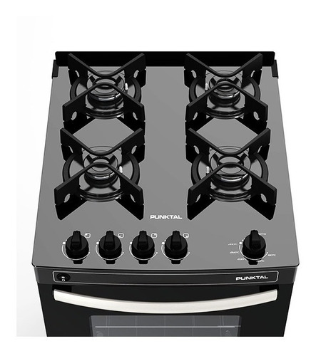Imagen 2 de 2 de Cocina Punktal Agile Glass PK-GL4 a gas/eléctrica 4 hornallas negra 220V puerta con visor 50L