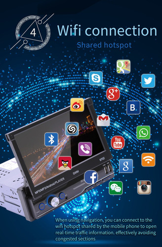 5.13 7 Pulgadas Android Coche Estéreo Gps Retráctil Solo Din