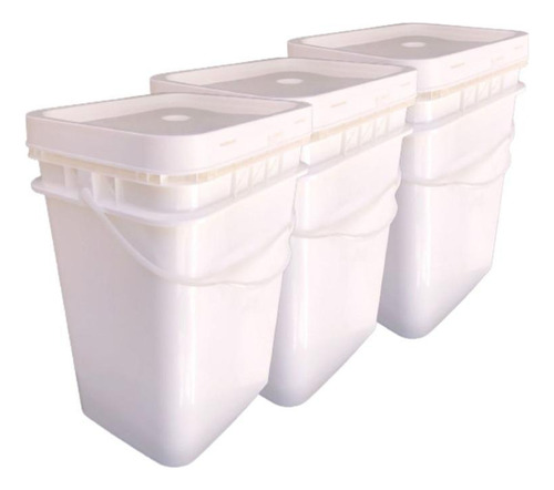 Pote para alimentos Nastripack Balde plast 20l alça plast p algodão e cotonete 3 pçs 20L branco