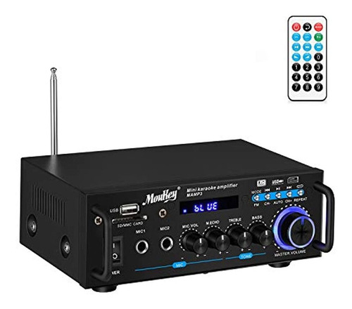 Amplificador Con Bluetooth De 2 Canales Con Radio Fm, Negro