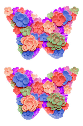 Molde De Silicone 969 - Dupla de Borboletas Floridas 3,5cm