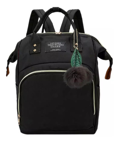 Bolso Pañalera A La Moda Negro Y Dorado