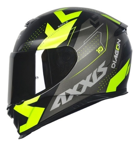 Capacete Fechado Axxis Eagle Diagon Preto E Amarelo