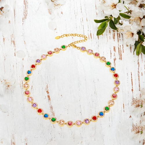 Collar De Diamantes De Imitación Multicolor Para Mujer,