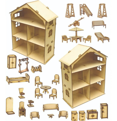 Casa De Muñecas Lol Fibrofácil Mdf Con Muebles X35!