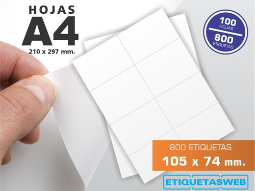 Etiquetas Autoadhesivas Hojas A4 105x74mm Caja X 100 Hojas