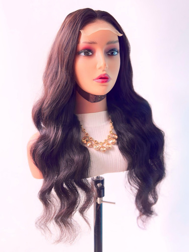 Peruca Front Lace Hd 100% Cabelo Humano Virgem Castanho Escuro Divisão Livre No Topo 4x4 Em Lace Hd 65cm 270g Touca Com Ajustes Na Nuca