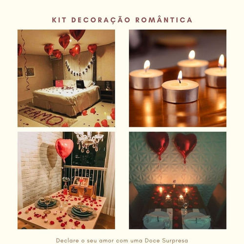 Imagem 4 de 10 de Kit Surpresa Romântica | Pétalas | Velas | Balão De Coração