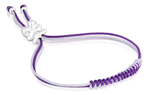 Pulsera Cordón Lila Y Malva Con Oso De Plata Bold Bear Tous