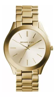 Reloj Michael Kors Slim Runway Modelo Mk3179 Original Color de la correa Dorado Color del bisel Dorado Color del fondo Dorado