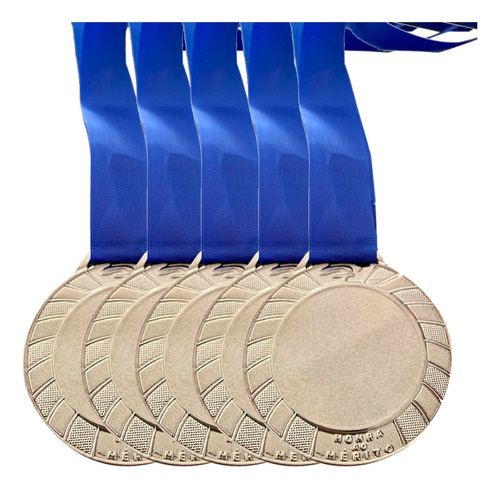 Kit 5 Medalhas Personalizáveis Centro Liso Ouro Prata Bronze
